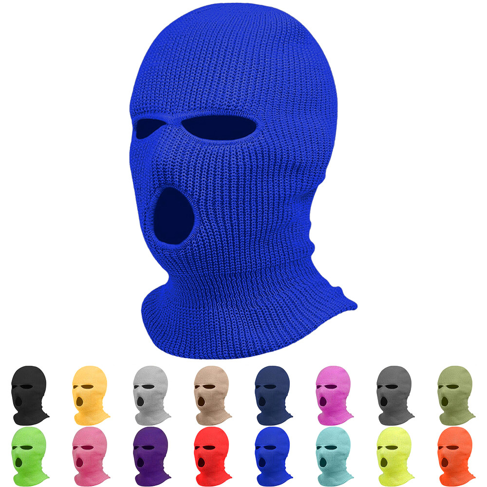 3 Hole Full Face Winter Ski Mask Knitted Balaclava Beanie Hat Outdoor Sports Cap