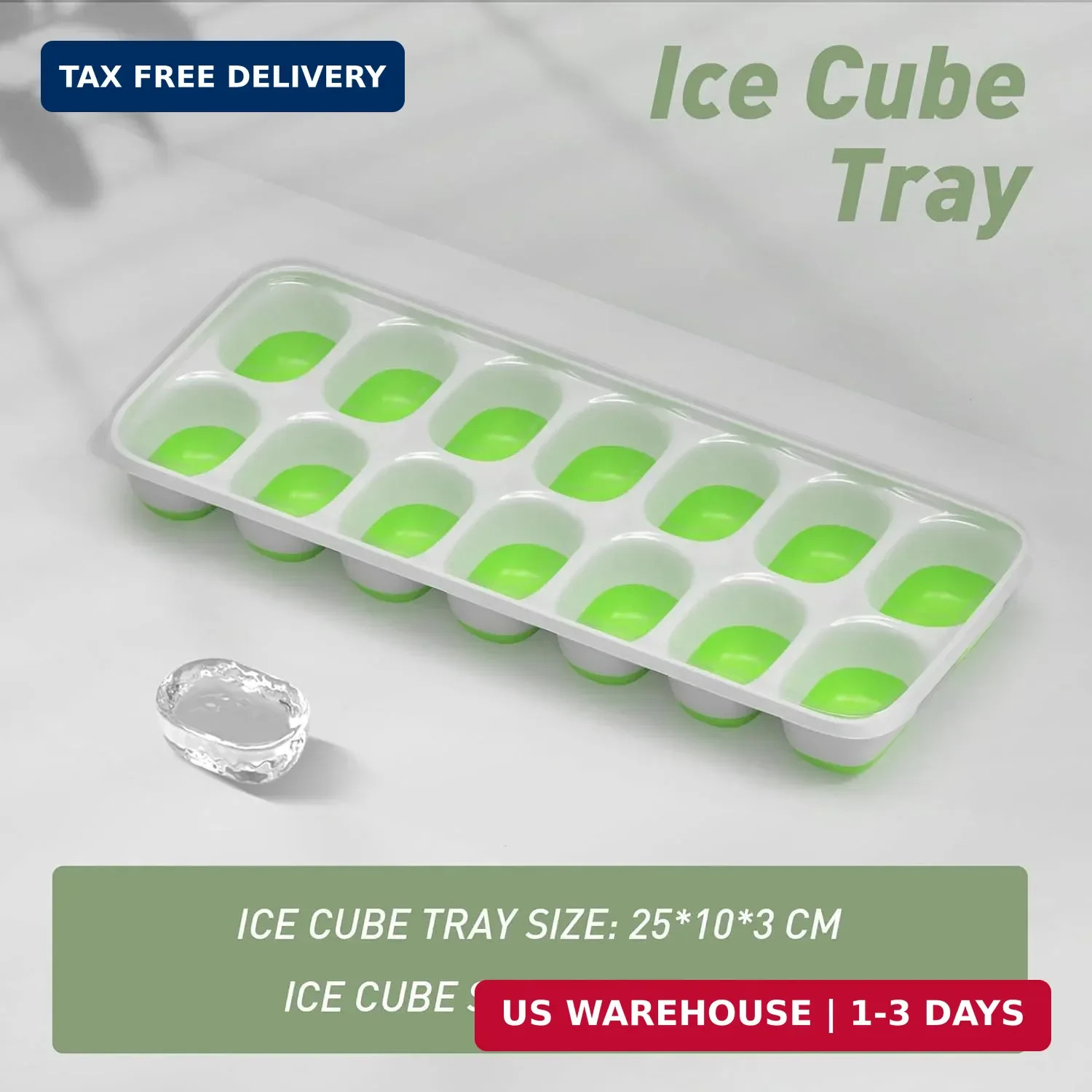 4‑Pack Ice Cube Trays with Lids, 56‑Cube Total Stackable Freezer Ice Tr