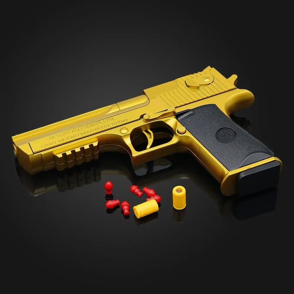 Toy Desert Eagle Gold Pistol Safe Soft Bullet Shell Firing Play Gun Kids Gift