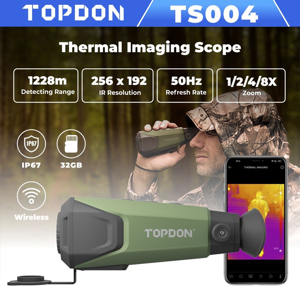 Topdon TS004 256x192 50Hz 13mm Thermal Riflescope IP67 50Hz WiFi 5 Mode