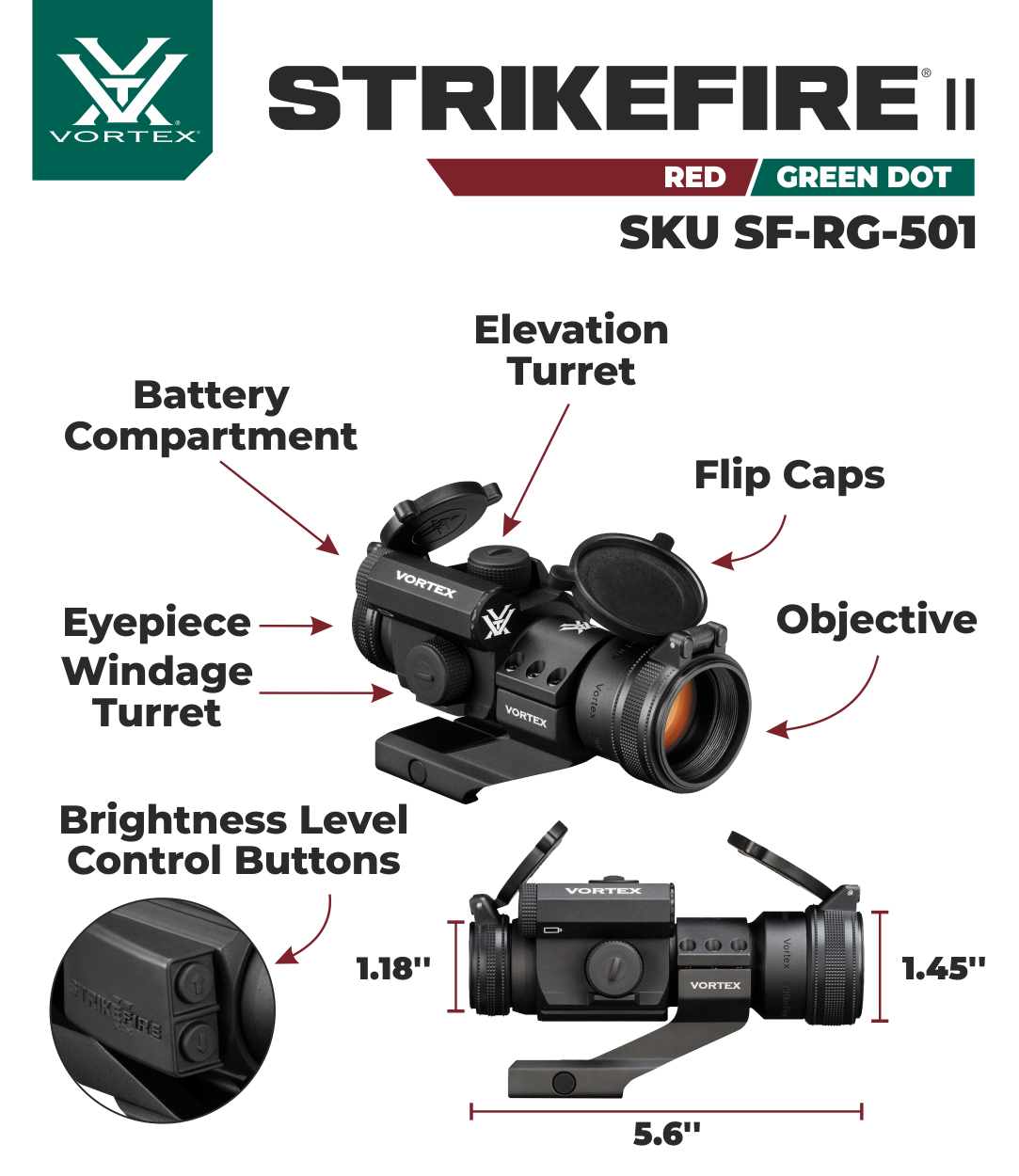 Vortex Optics Strikefire II Red/Green Dot Scope w/ 3x Magnifier & CD Hat Bundle