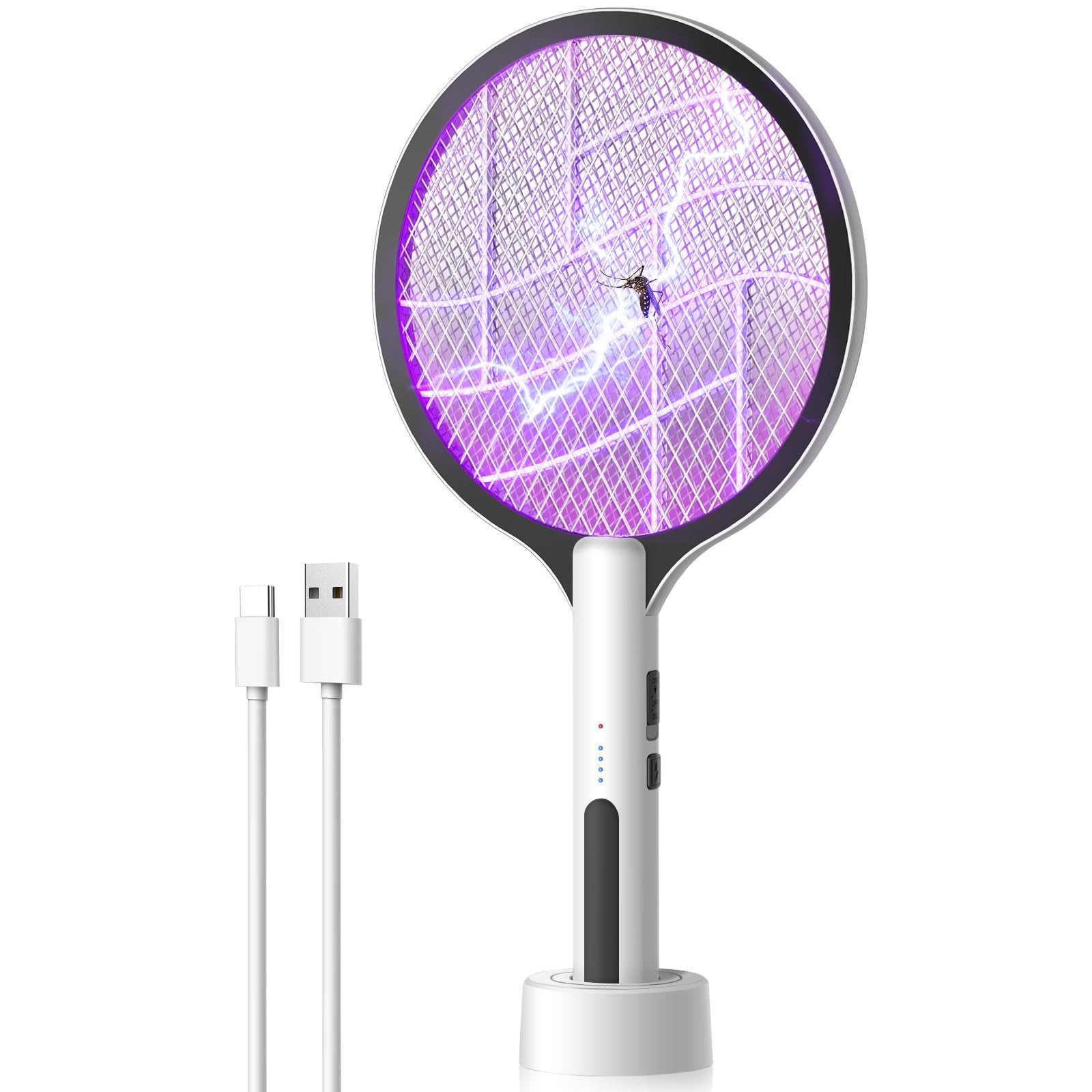 Electric Fly Swatter 4500V Bug Zapper Racket, 2 in 1 Handheld Fly Zapper & Pu...