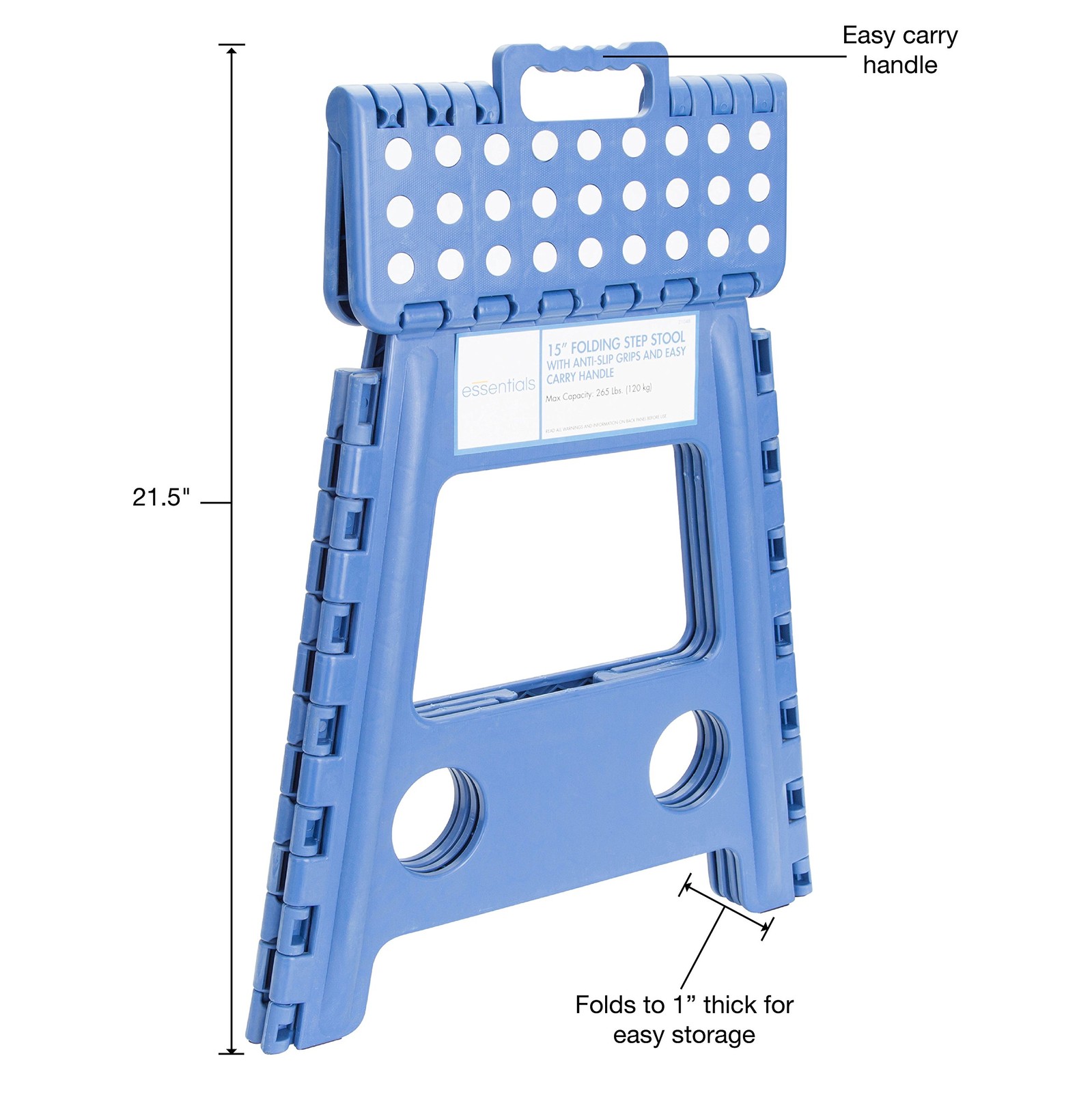 21048 Folding Step Stool 15 Inch Wide Plastic Step Stools For Adults Gray