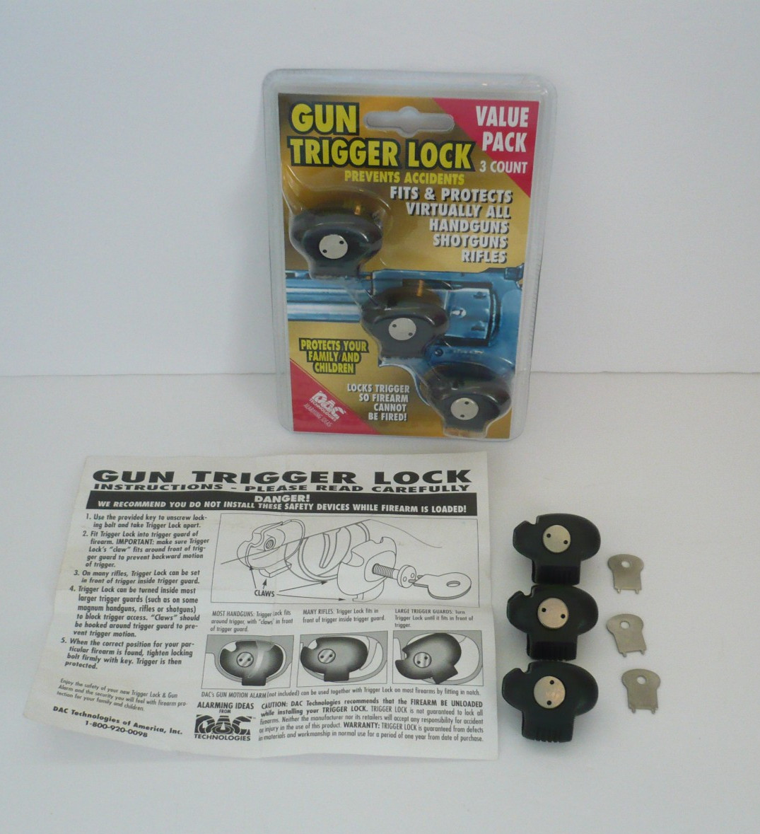 DAC Gun Trigger Locks Sealed Package of 3 & 3 Loose