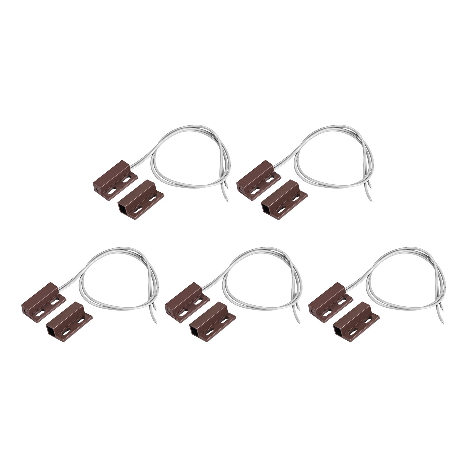 5 x Wired Door Contact Sensor NO Surface Mount Magnetic Reed Switch Brown