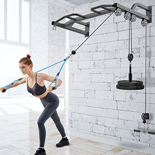 48" Wall Mounted Multifunction Cable Pulley System Gym, 48" Wall Mounted