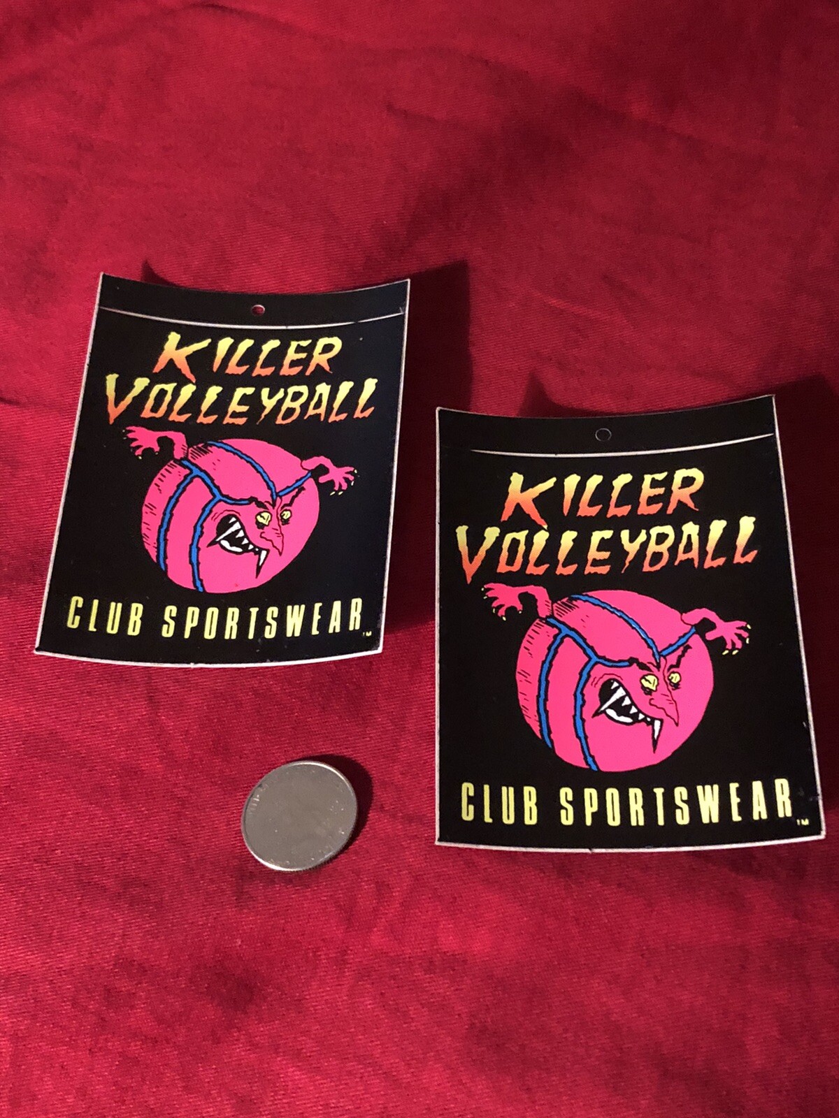 Club Sportswear Clothing Vintage Sticker KILLER VOLLEYBALL Monster Lot of 2