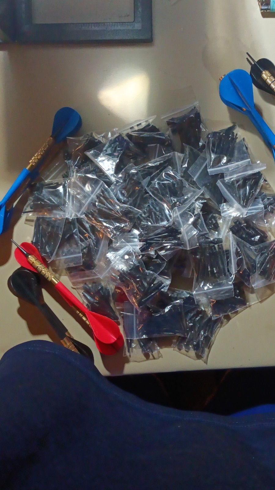 Bulk Lot of Assorted Dart Flights and Darts, Individually Packaged