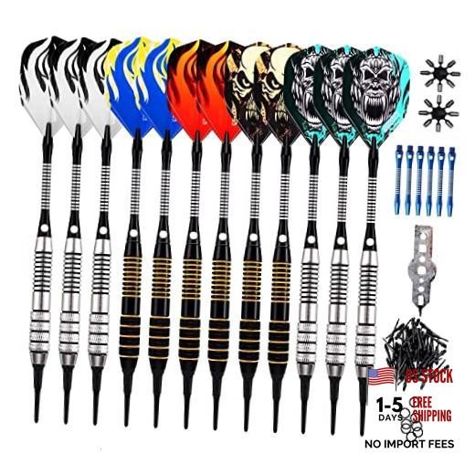 Soft Tip Darts Set, 16grams, 12 Pack Steel/Brass Barrel, Steel barrel Pack