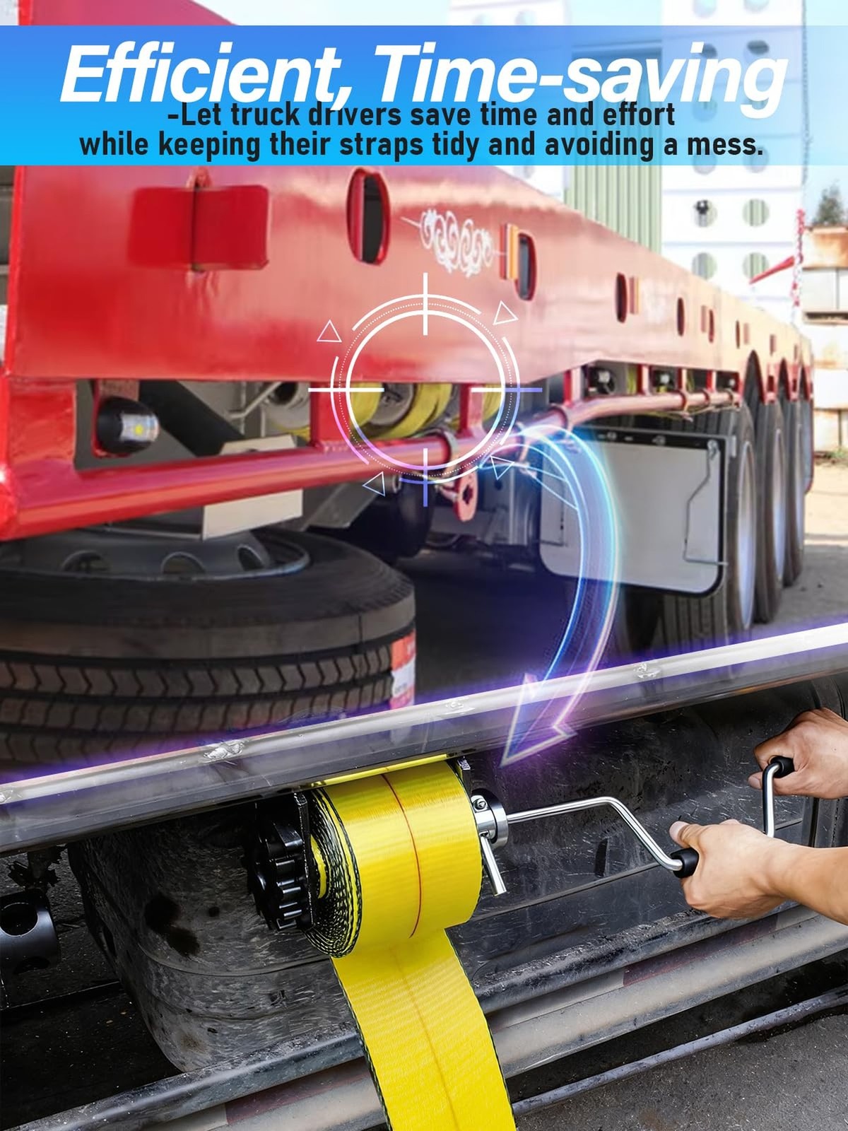 Heavy Duty Winch Strap Winder for Flatbed Trailer, Solid Steel Winding Straps...