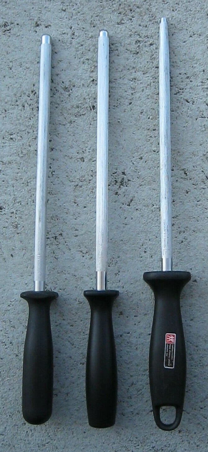 ZWILLING JA HENCKEL, JA HENCKELS SHARPENING RODS STEELS GERMAN ROD LOT OF 3 USED