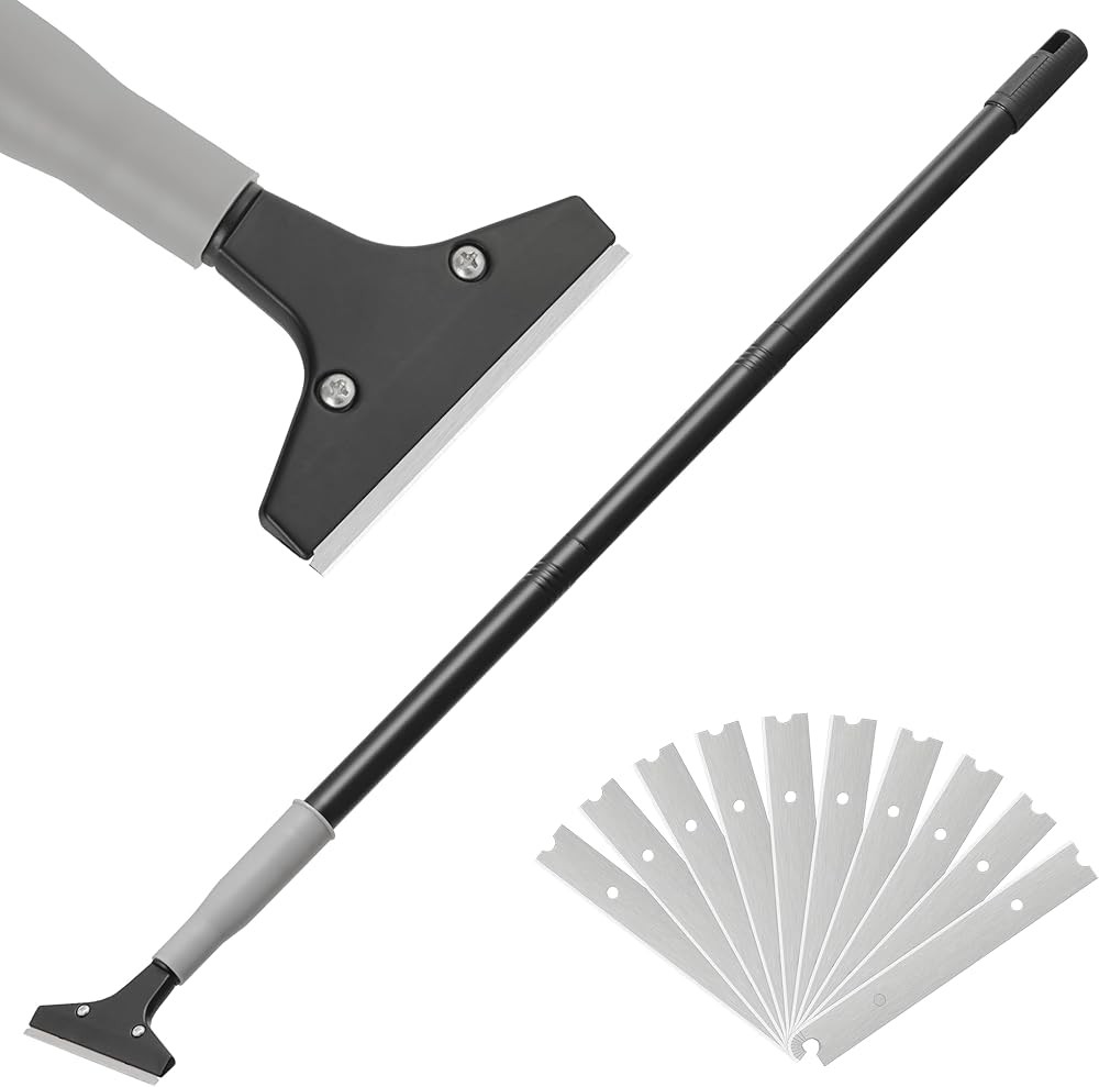 Heavy Duty 4-inch  Blade Floor Scraper, 50 Inch Long-Handle, Cleaning