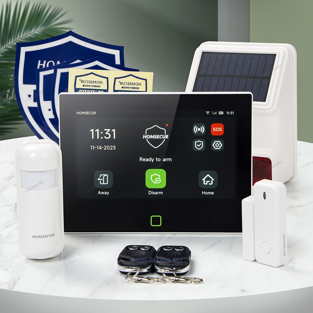 HOMSECUR Wireless WIFI 4G GSM SMS Autodial Home Alarm System Touch Screen