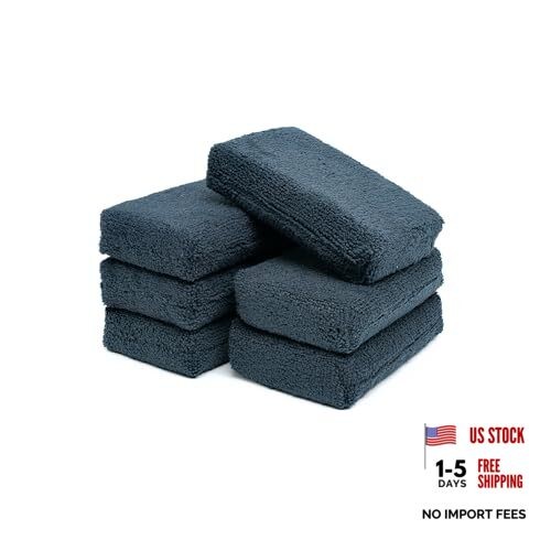 - Premium Grade Terry Microfiber Detailing 3"x5" (6 Pack) Black Terry Weave