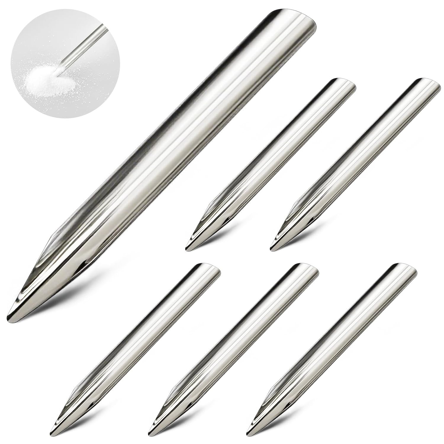 6 Pcs 6 Inch Lab Spatula Stainless Steel Micro Lab Scoop Spatula Metal Bead Scoo