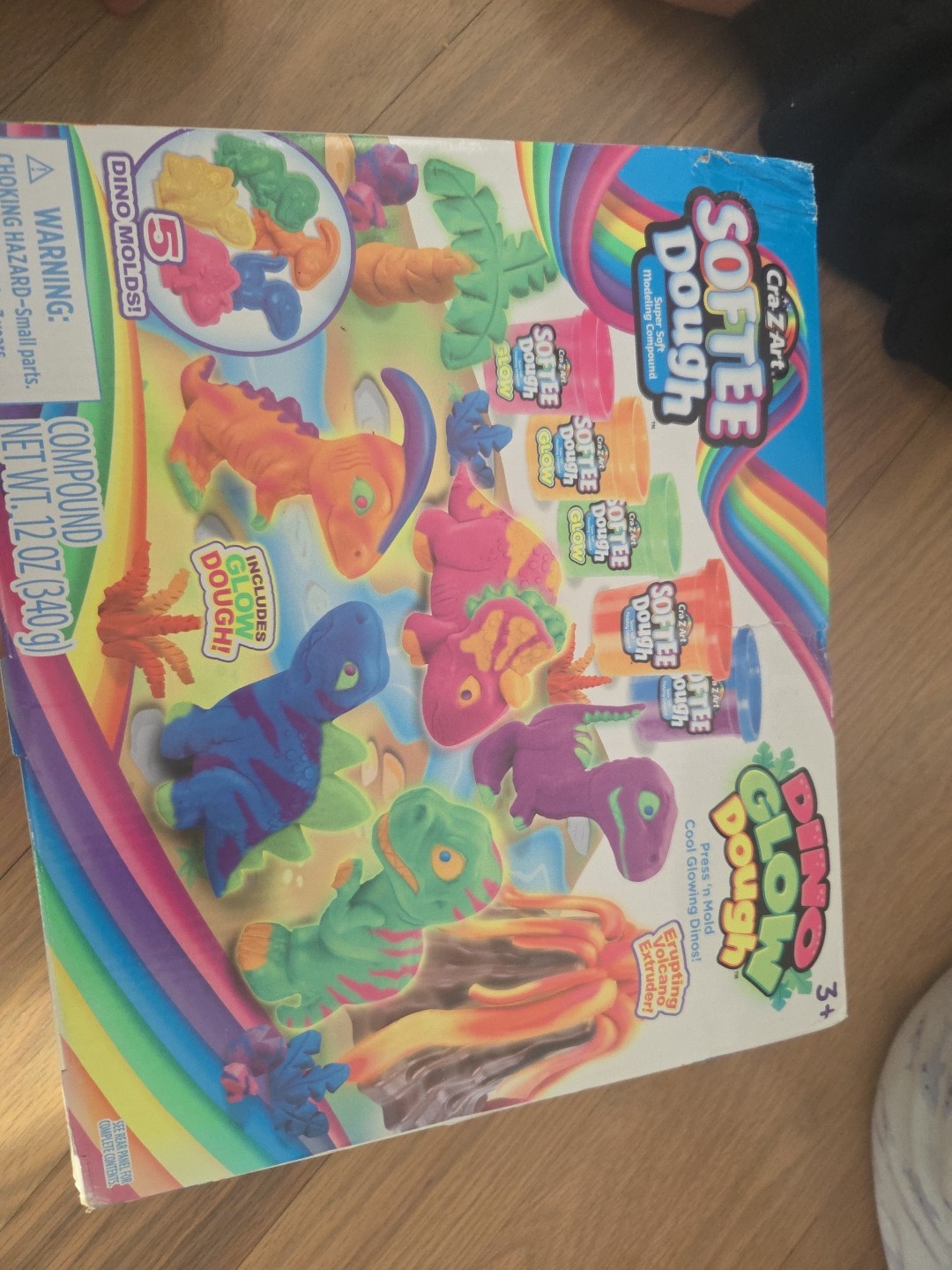 Cra-Z-Art Softee Dough Dino Glow Ripped Box New