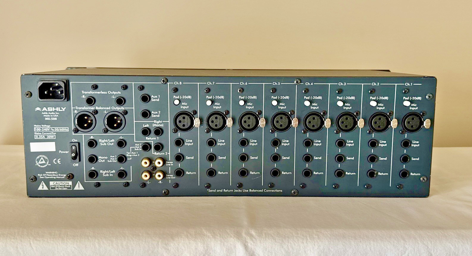 Ashly MX508 8-channel Rackmount Mixer: READ DESCRIPTION!! Needs repair