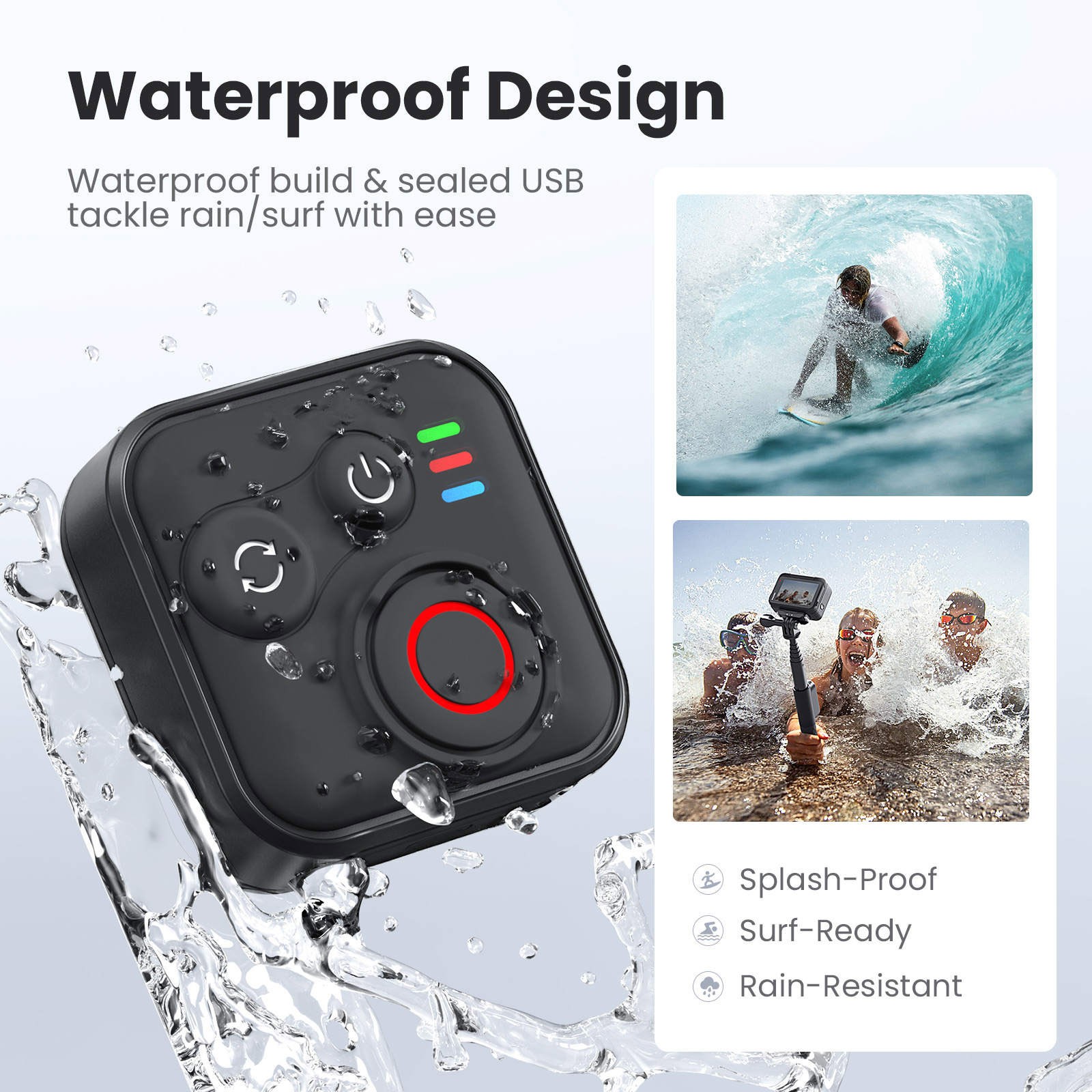 Easy to Carry Action Camera Bluetooth Remote Controllor Fast Charging Outdoor