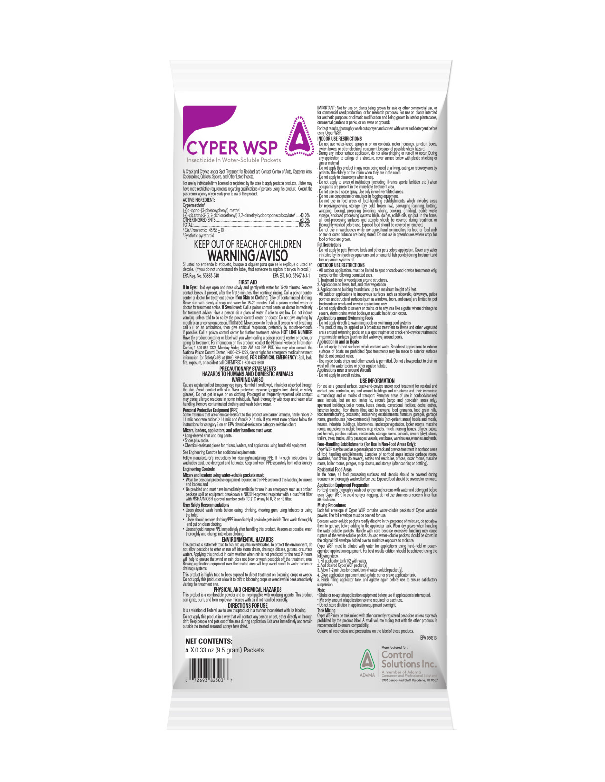 Cyper WSP - 1 Envelope (4 x 9.5g Packets)   by Control Solutions, Inc