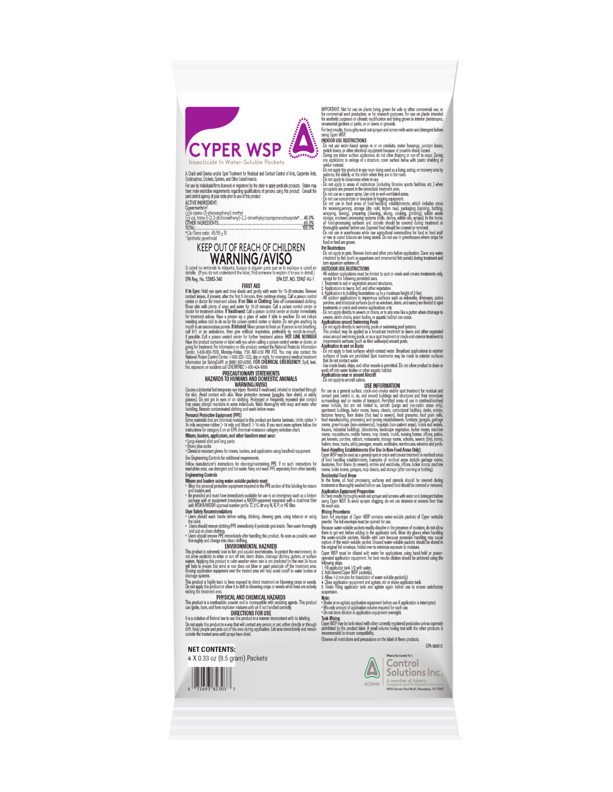 Cyper WSP - 1 Envelope (4 x 9.5g Packets) by Control Solutions, Inc
