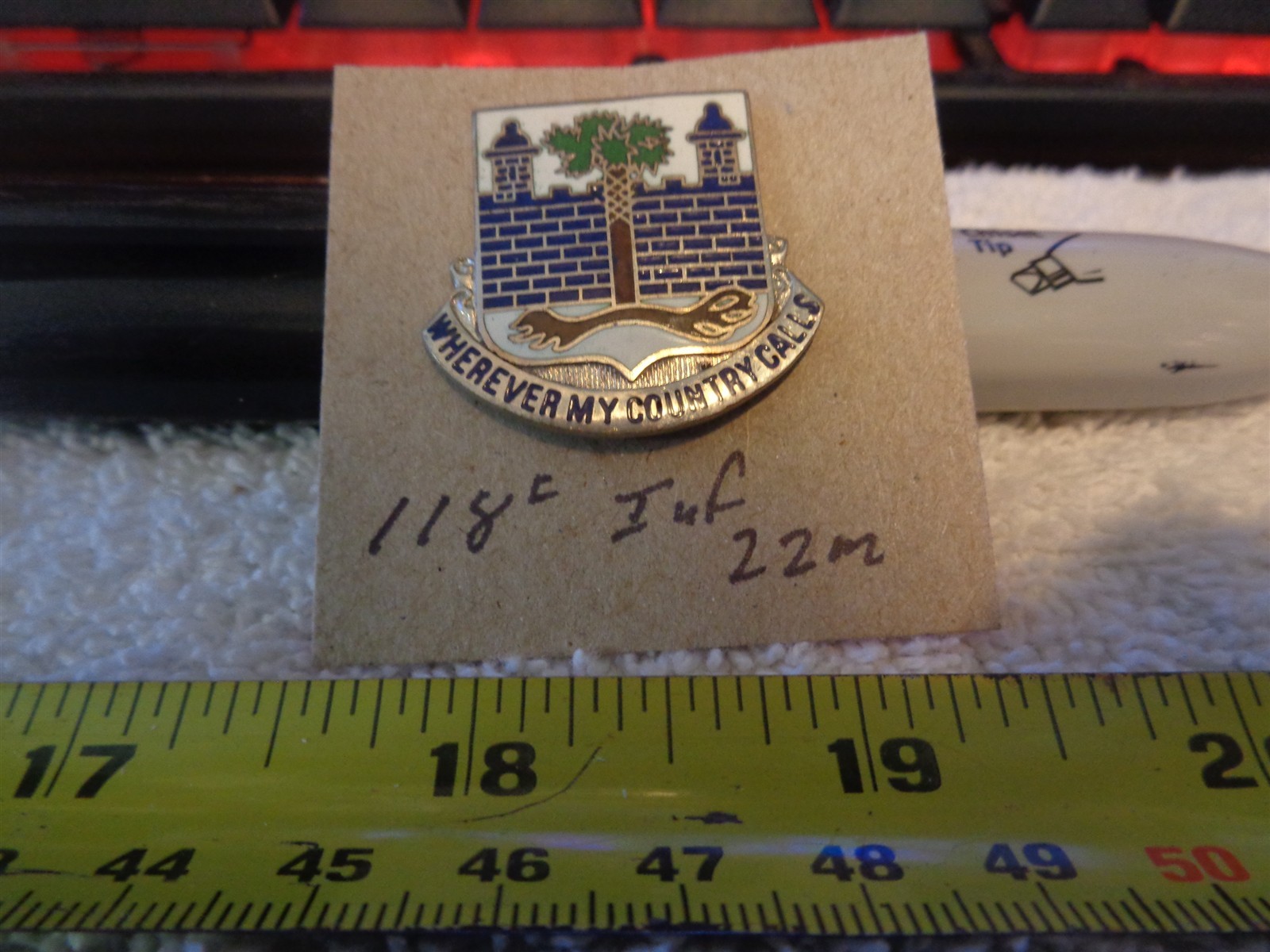 118th Infantry 22M Unit Crest, DI, DUI (DRAW#S4)