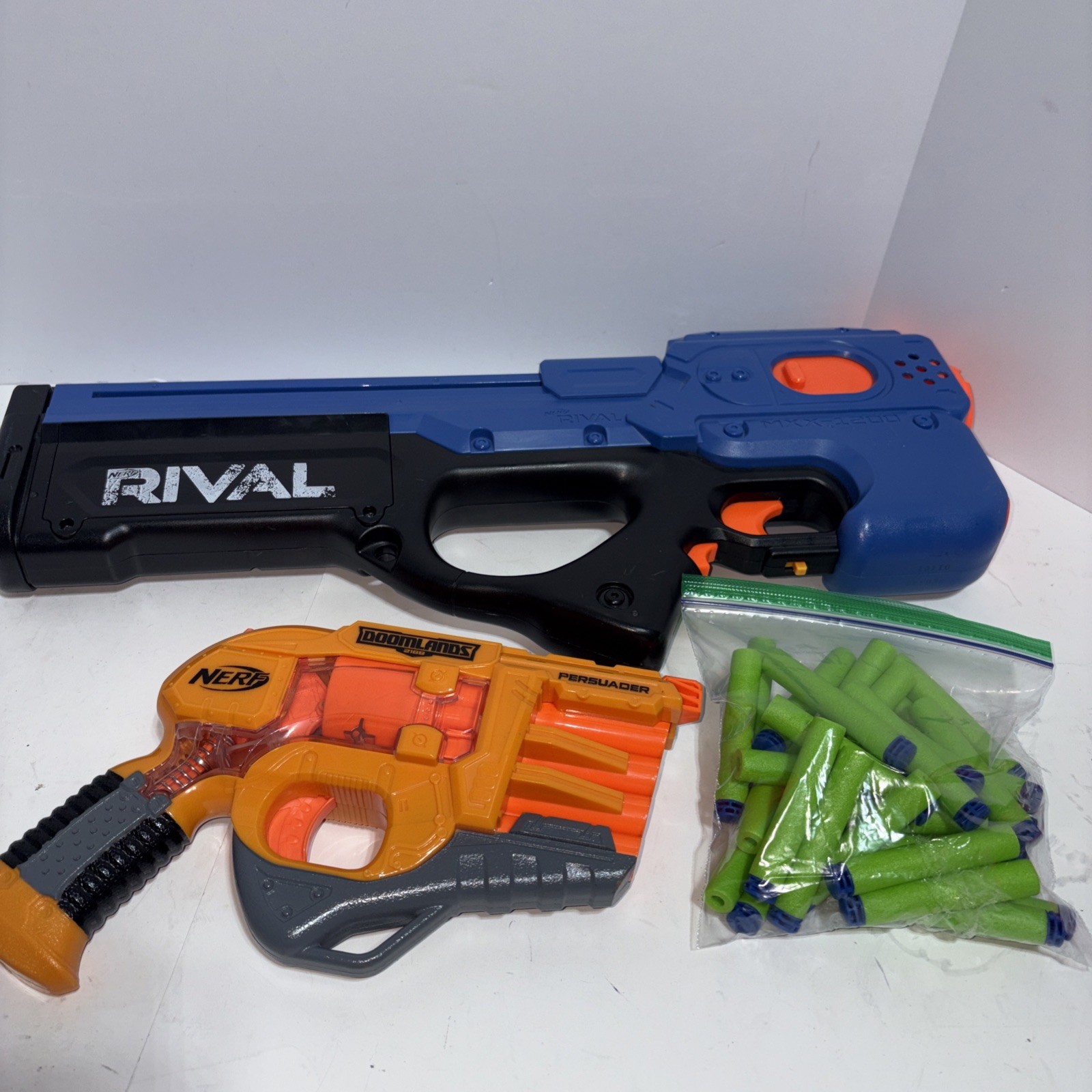 NERF MXX-1200 Motorized Blaster, Blue & Doomlands Persuader - READ DESCRIPTION