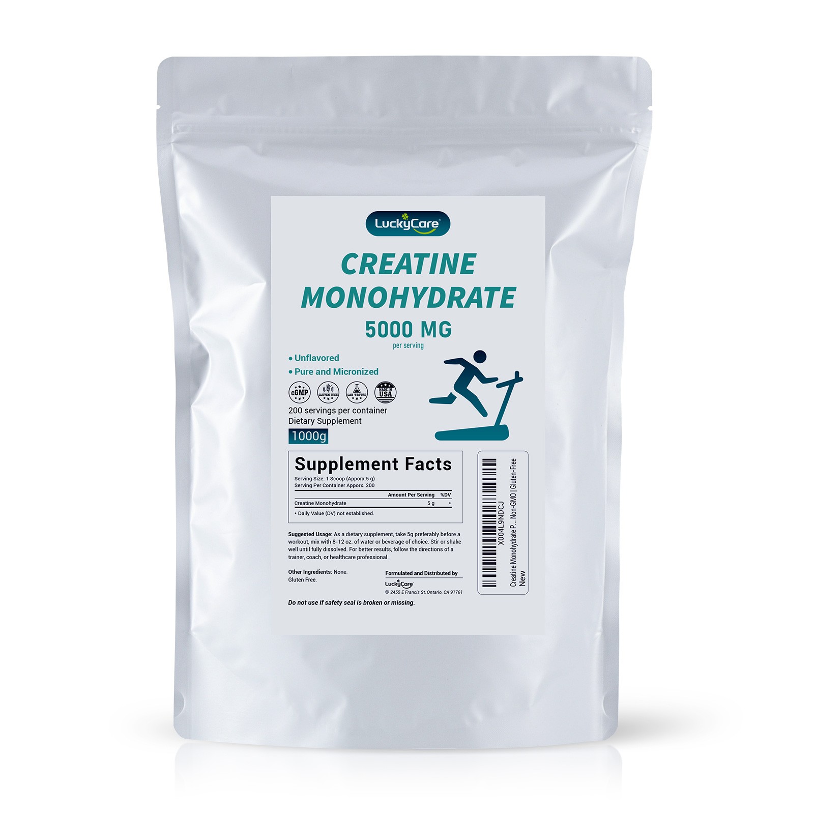 Pure Creatine Monohydrate 2.2lbs - Powder Micronized 200 Servings 5g Per Serving