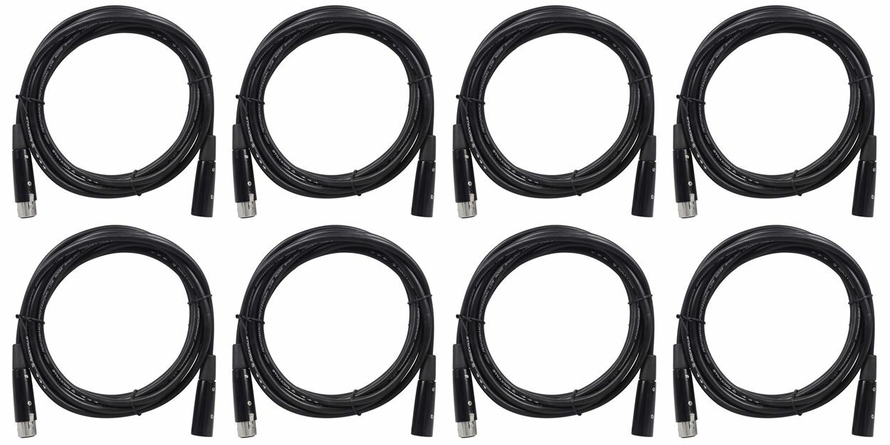 8 Rockville RDX5M10 10' 5-Pin Male-Female DMX Lighting Cables 100% Copper