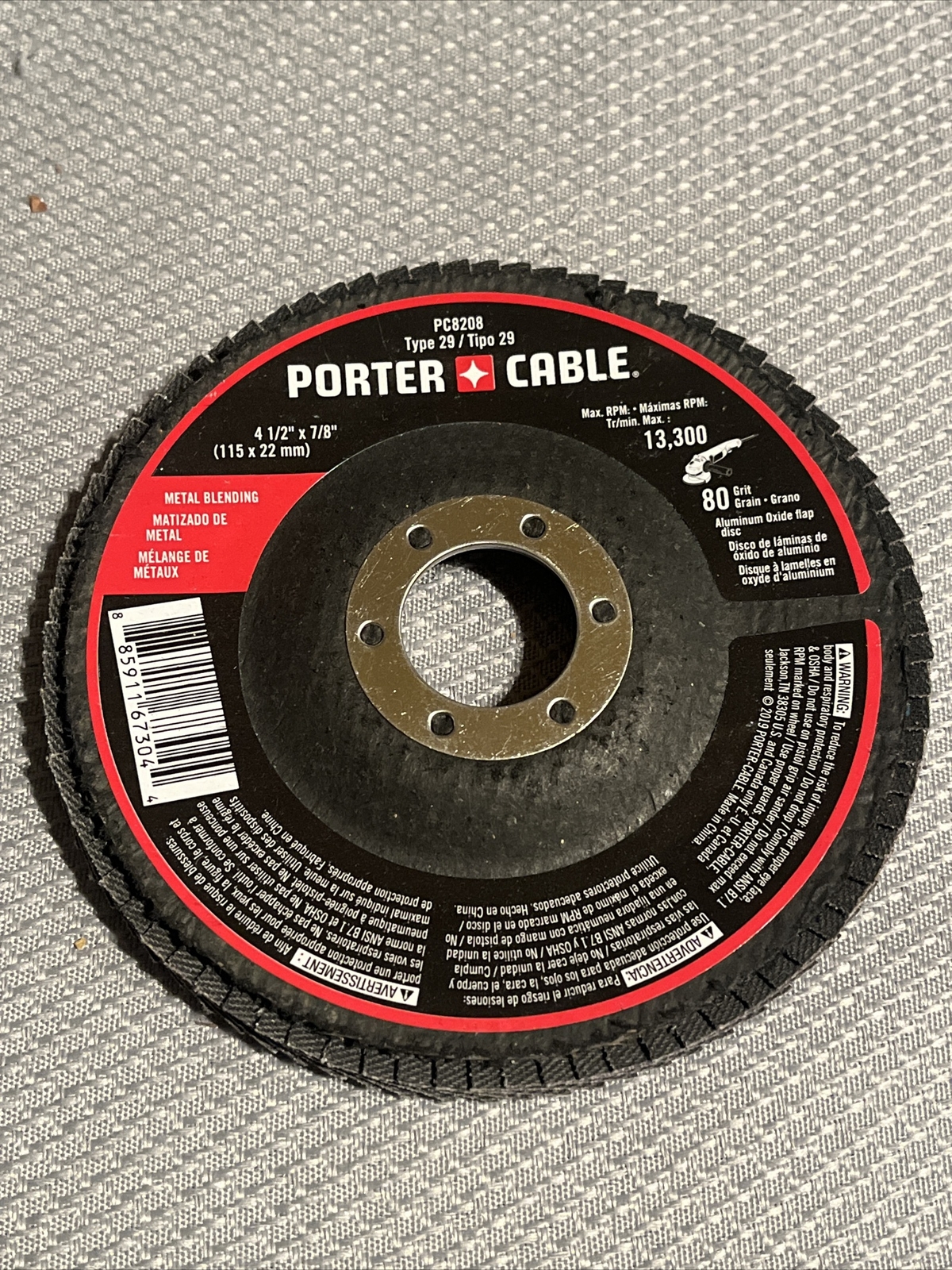 PORTER CABLE PC8207 80 Grit Flap Grinding Disc 4-1/2-inch Lot Of 5