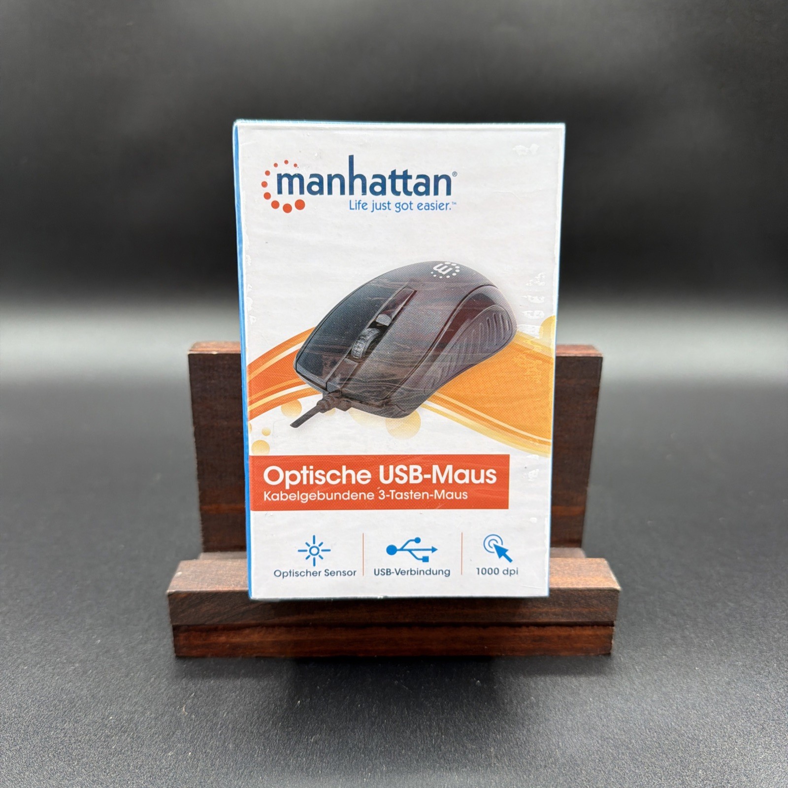 New in box Manhattan Mouse 179331 USB Wired Black 1000dpi