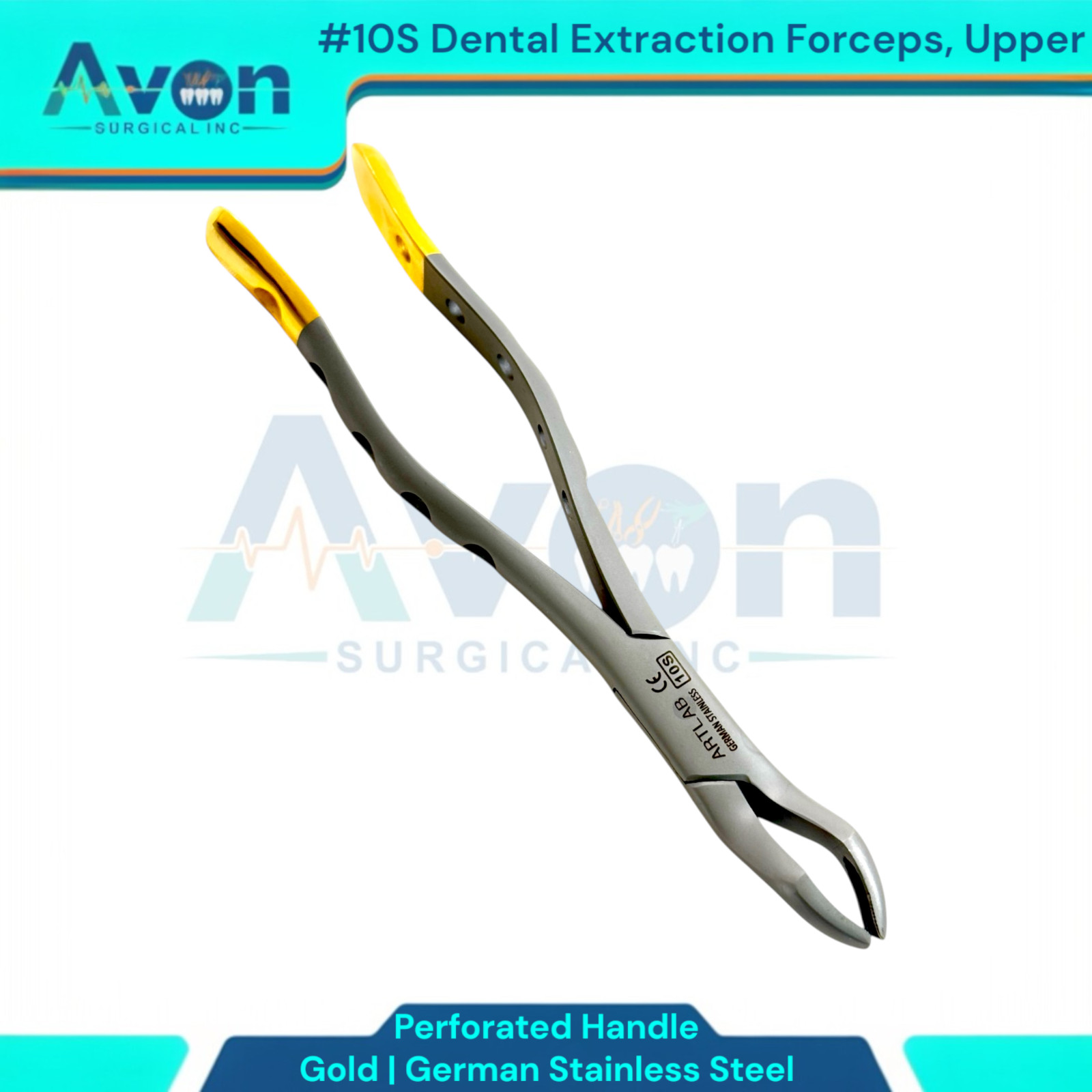Upper Universal Tooth and Molars Extraction Forceps #10S, Serrated, Premium (1x)