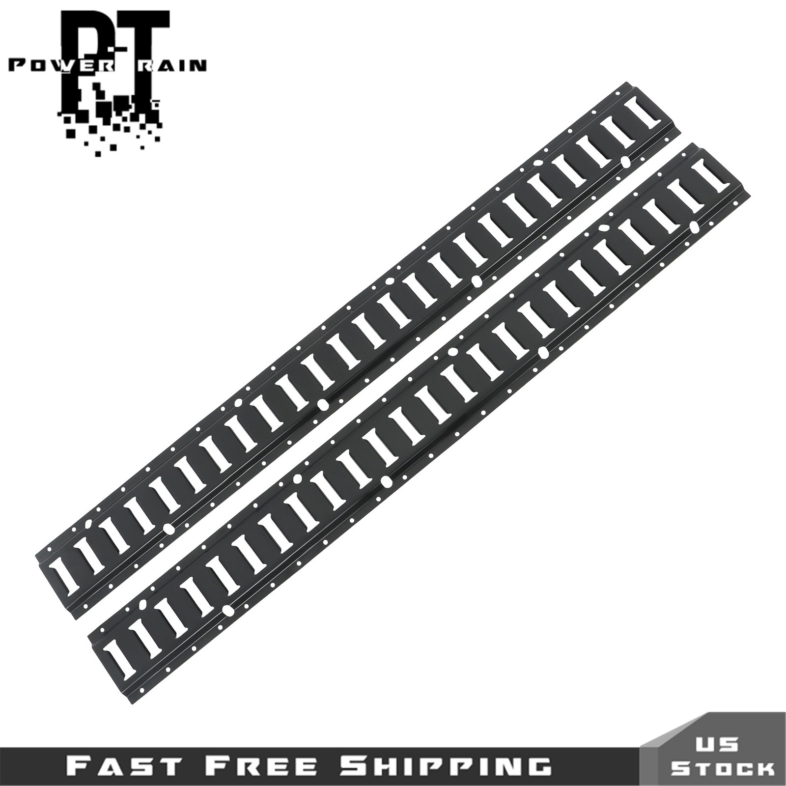 6 Pack 4' E Track Tie Down Rail Galvanized Steel Rail Powder-Coat Black