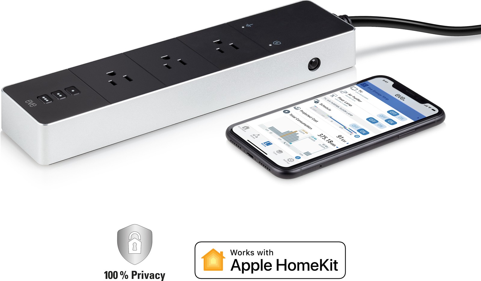 Eve Energy Strip Connected Triple Outlet