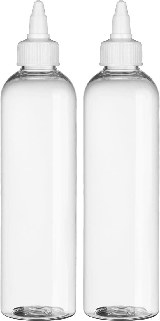 BRIGHTFROM Twist Top Applicator Bottles, 8 OZ Crystal Clear, Squeeze Empty