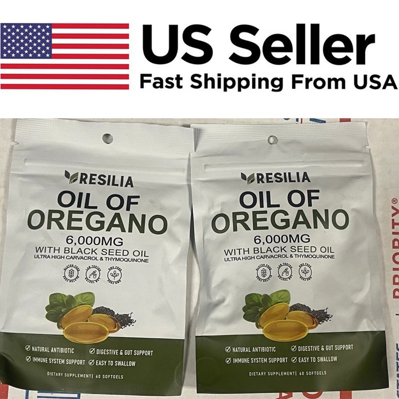 5Pack Resilia Oil of Oregano 6000mg with Black Seed Oil Softgels – 60 Capsules