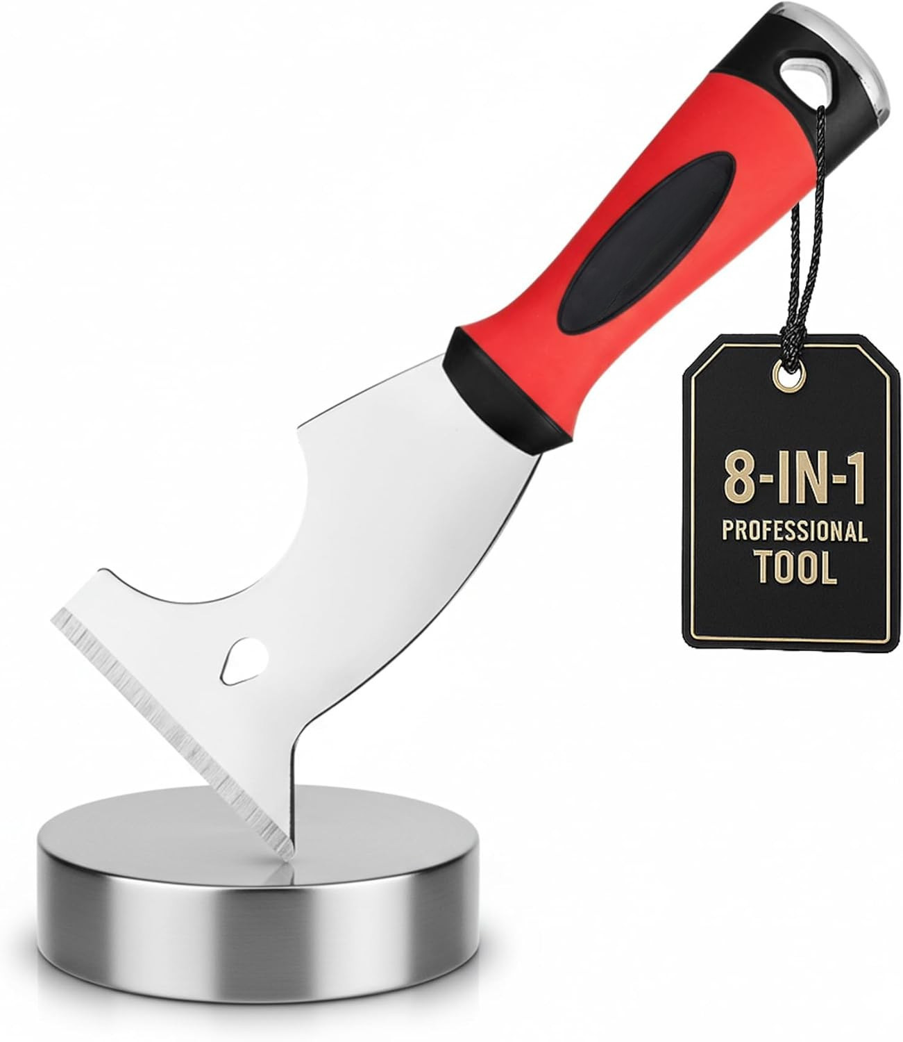 8-In-1 Painters Tool Stainless Steel Paint Scraper Tool with Metal Hammer End