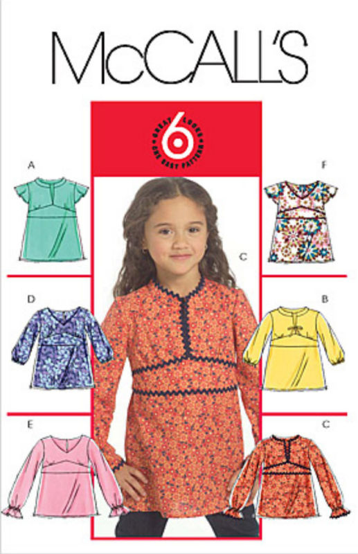 McCalls M5456 Tops Girls Sewing Pattern Uncut