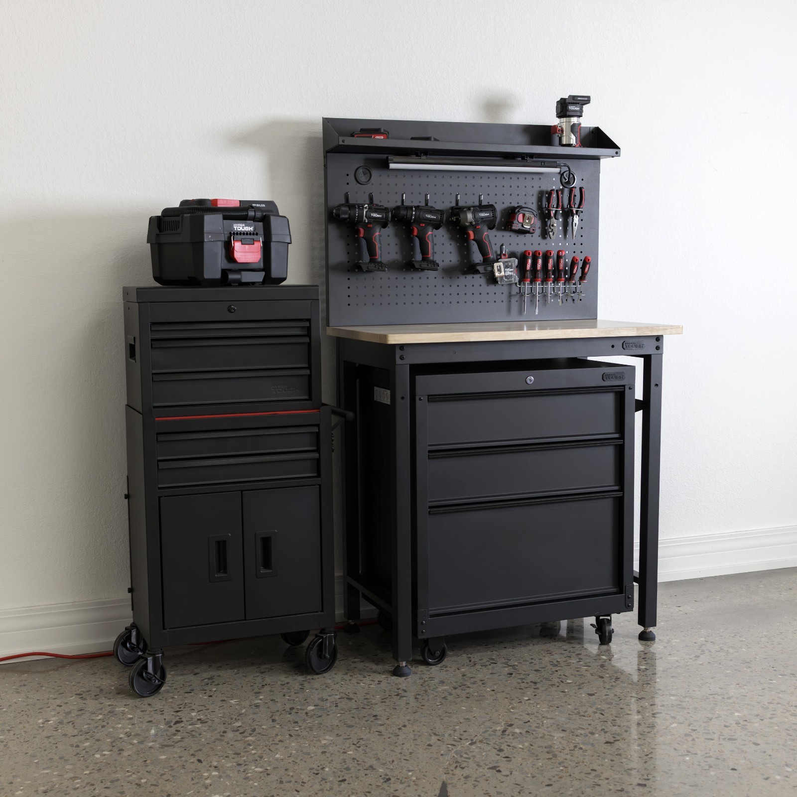 Hyper Tough 36" Steel Workbench w/ Pegboard, LED Light & Shelf 1050lb