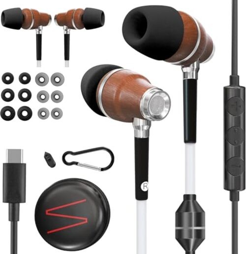 Premium Airtube Headphones EMF Black USB-C (Android & iPhone 15 to 17)