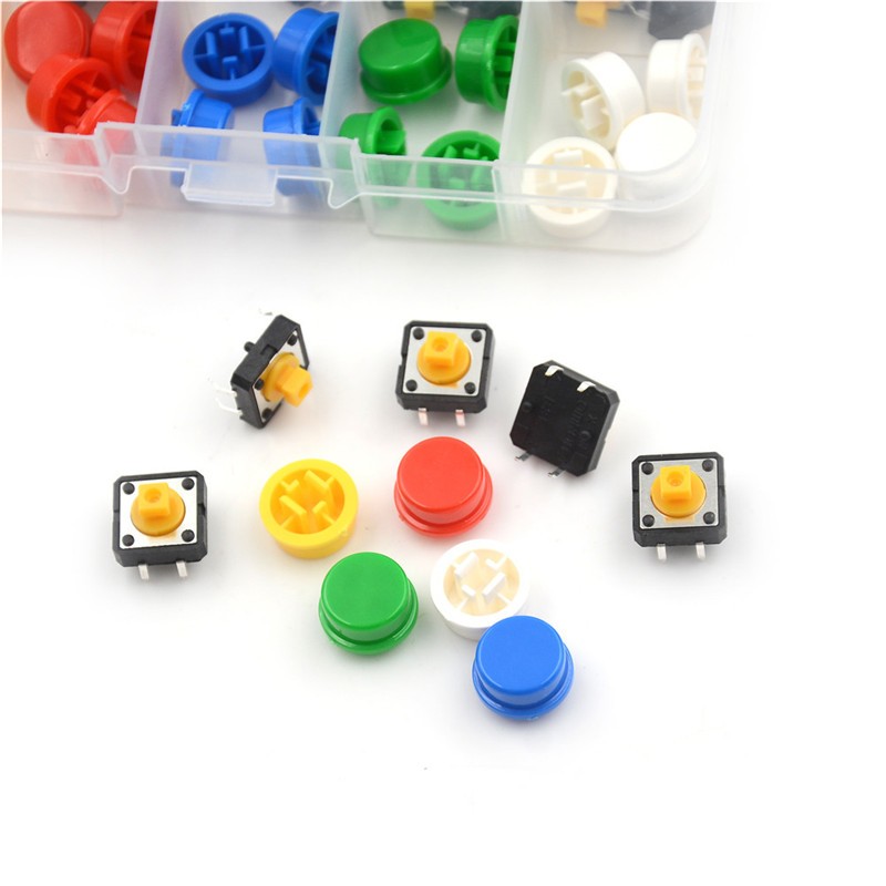25 Momentary Tactile Push Button Touch Micro Switch 4P PCB Caps 12x12x7.3mm NDh$
