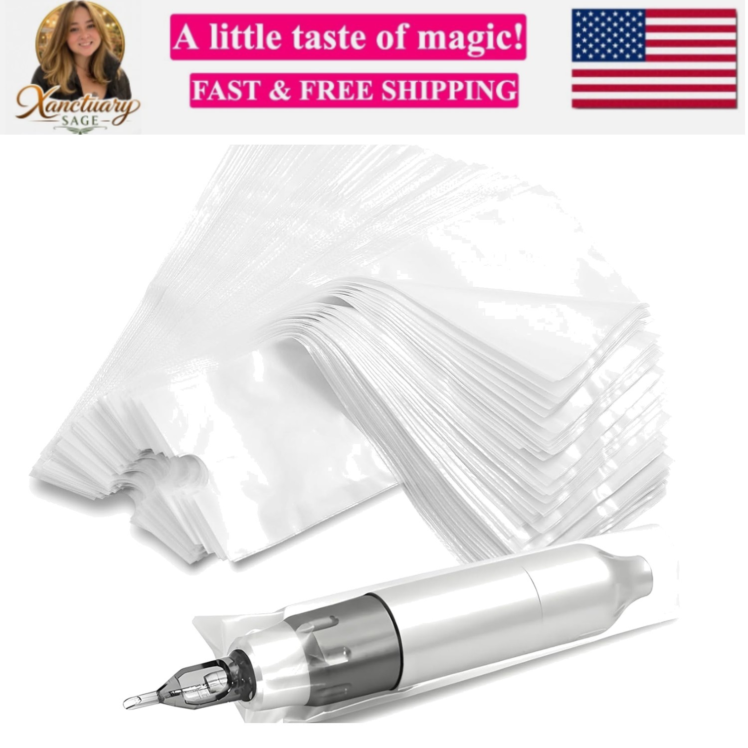 200pcs Tattoo Machine Covers Clear 7.5x2.7 Inch Tattoo Pen Covers Large Machi...
