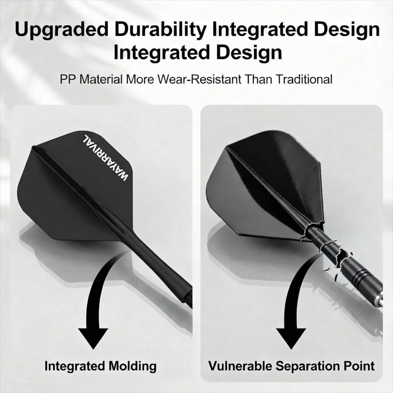 Unbreakable Integrated Dart Flights in 3 Pack - Effortless Setup, Stable Flight