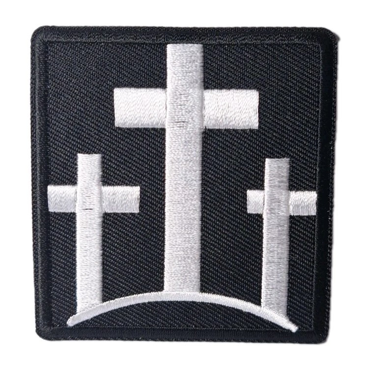 3 Three Christian White Crosses Religious Embroidered Iron-On Patch 2.25" x 2.5"