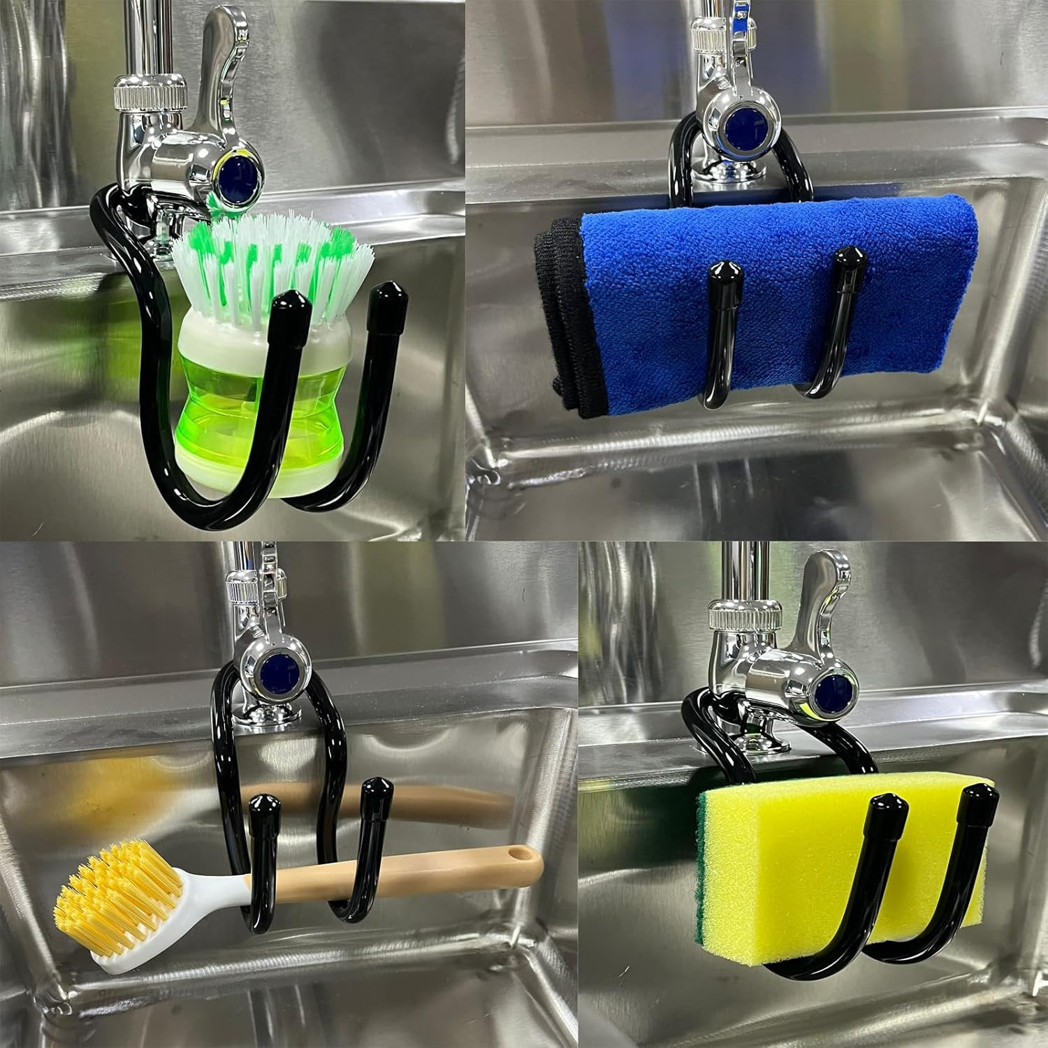 2 Pack Hanging Rustproof Sink Caddy & Sponge Holder, Adjustable Kitchen Dish Wan