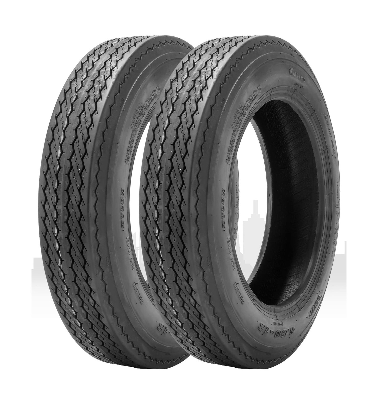 HALBERD 4.80-8 Trailer Tires Set of 2, Tubeless, 6PR, Load Range C | Durable ...