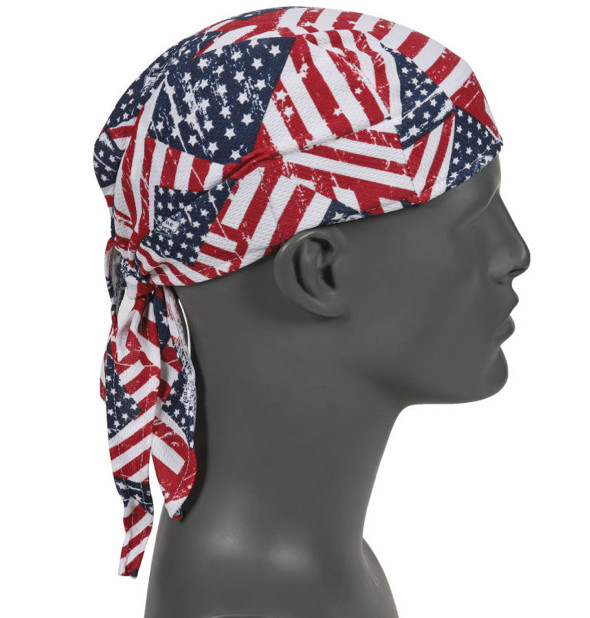 ZAN HEADGEAR DOO RAG FLYDANNA, PATRIOTIC SKULL, Z537
