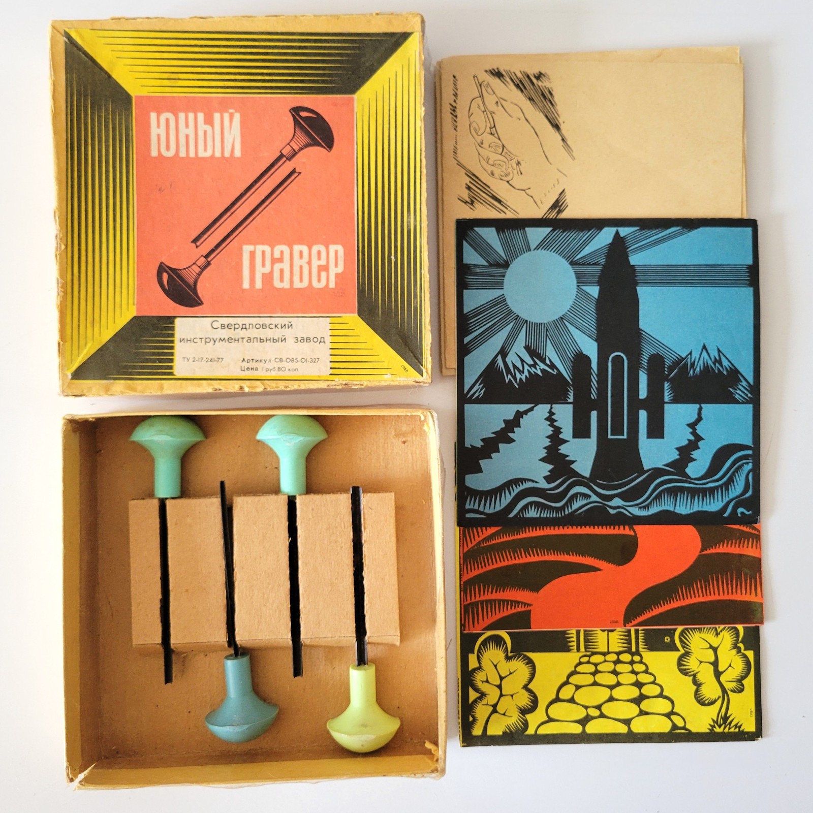Vintage linocut tools set Engraving kit printmaking linoleum carving chisels