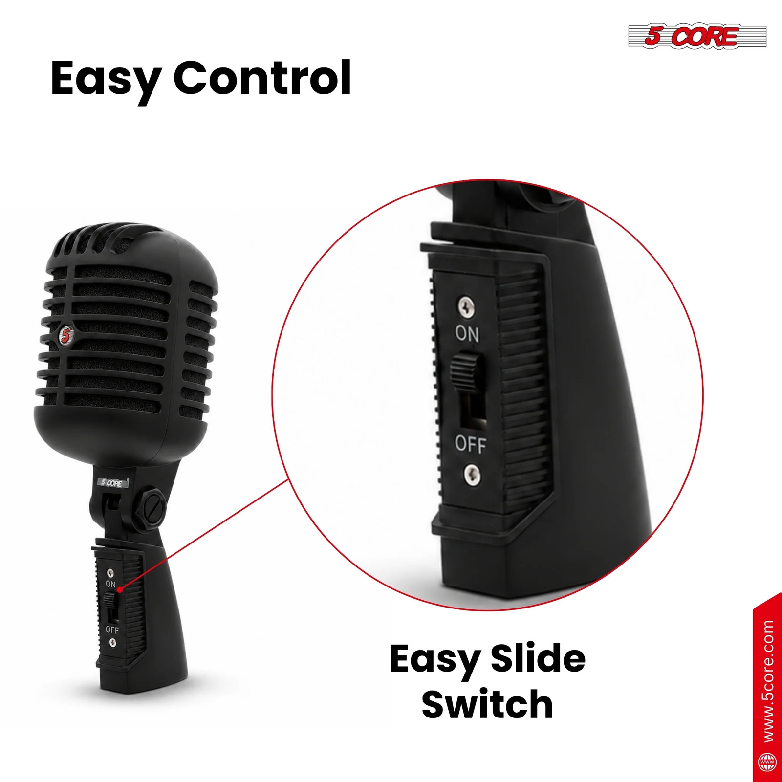 5 Core Retro Dynamic Vocal Iconic Microphone Vintage Classic Unidirectional Mic