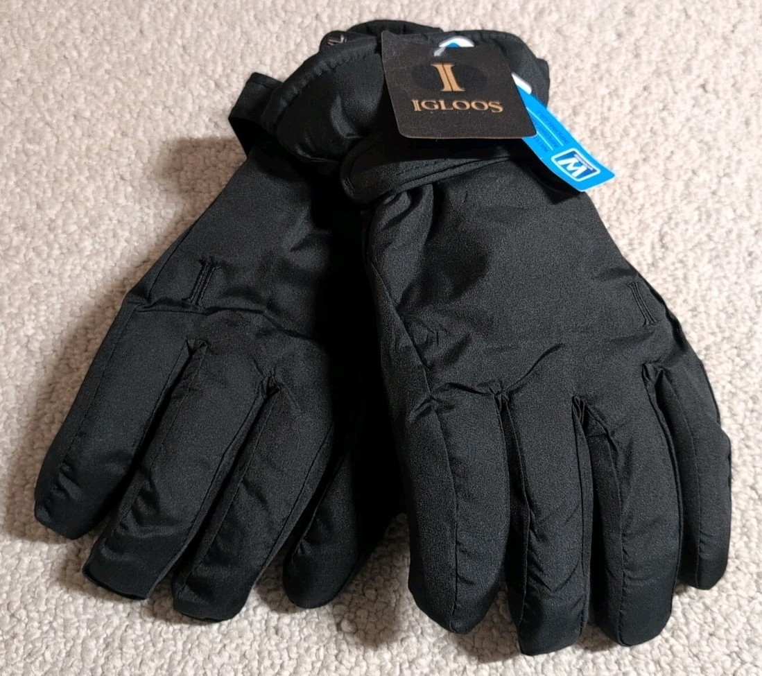 New With Tags Igloo Built Mens Large/X Large Black Waterproof Gloves 25