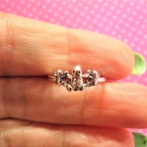 Women's Solid Metal Three Frog Shape Adjustable Toe Ring 925 Sterling Silver
